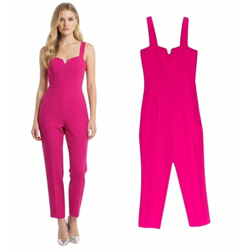 ⭐ Amanda Uprichard Sz S Women Jumpsuit Womens sleeveless Romper Hot Pink fuchsia